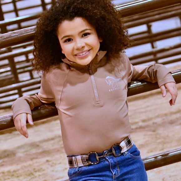 Women's long Sleeve Tan Top equestrian top CM equestrian 4 way stretch - Picture 1 of 9